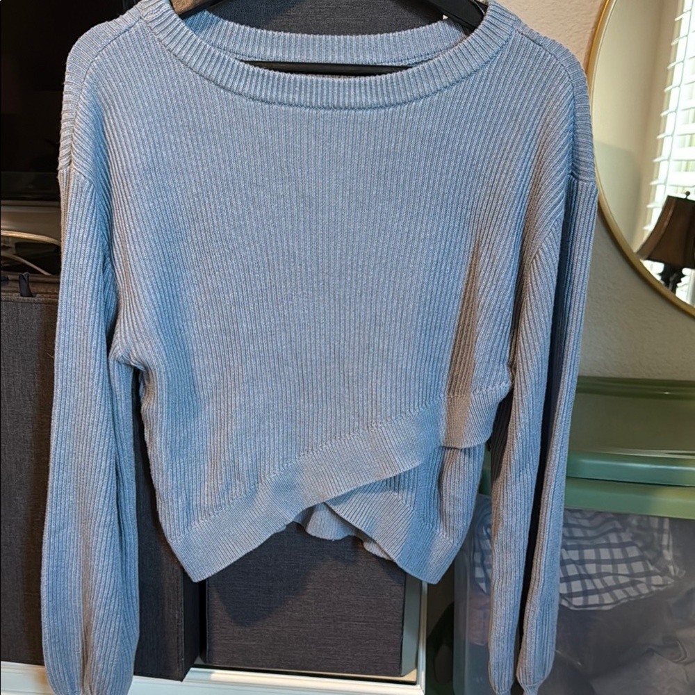 Blue Ribbed Knit Lululemon Reversible Crossover sweater sz 6 like new so soft!